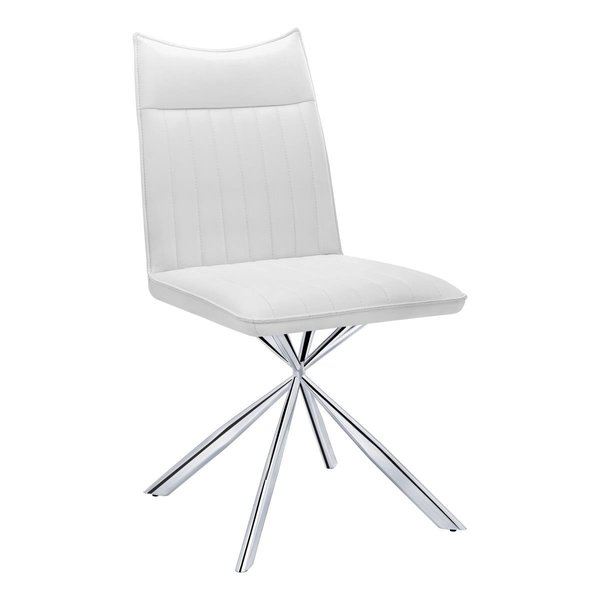 Monarch Specialties 36 in. Dining Chair with White Leather-Look & Chrome - 2 Piece I 1212